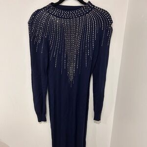 Karen Millen Sequin Navy Drip Dress